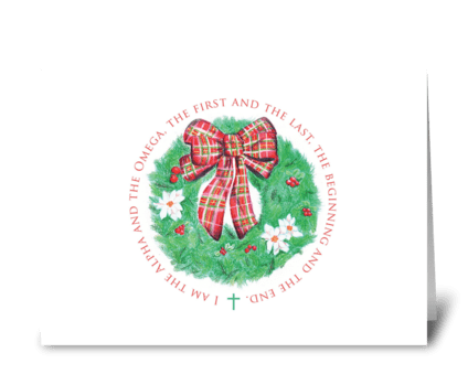 Alpha and Omega Christmas Wreath greeting card