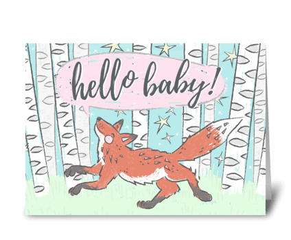 Hello Baby Fox greeting card