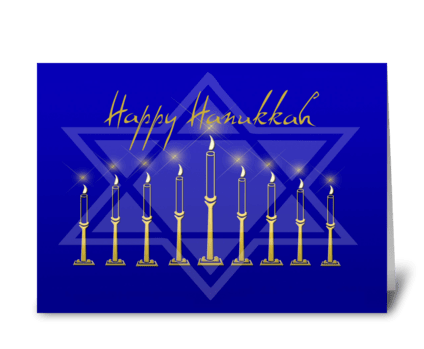 Hanukkah Menorah Star of David greeting card