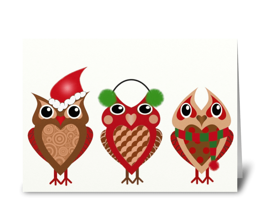 Holiday Owls greeting card