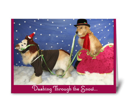 A Golden Sleigh Ride Christmas greeting card