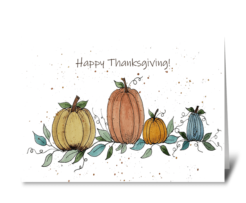 Happy Thanksgiving Pumpkin Watercolor greeting card