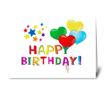 Happy Birthday Balloons, Stars greeting card