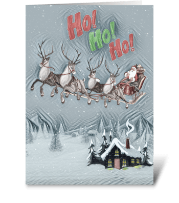 Flying Santa greeting card