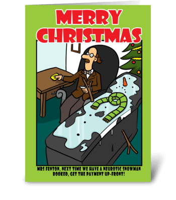 Neurotic Snowman Christmas Card greeting card