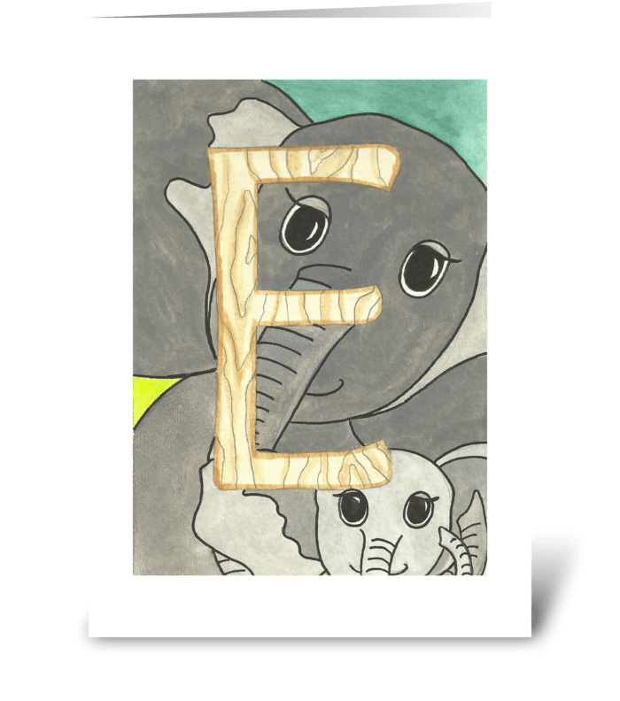E for Elephant greeting card