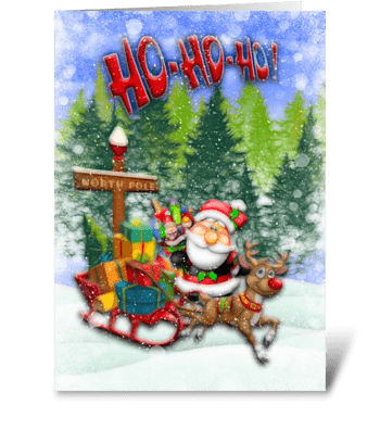 Santa and Sleigh greeting card