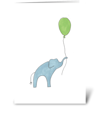 baby blue elephant greeting card