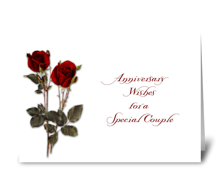 Red Roses Anniversary Wishes greeting card