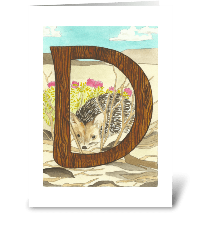D for Desert Hedgehog greeting card