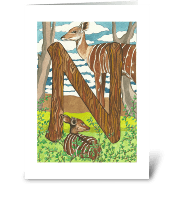 N for Nyala greeting card