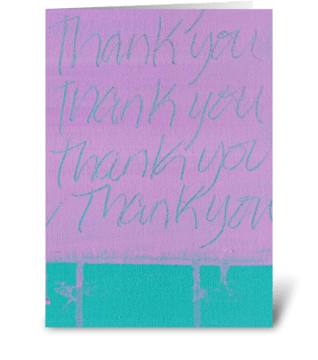 Thank You Painting - Purple on Teal greeting card