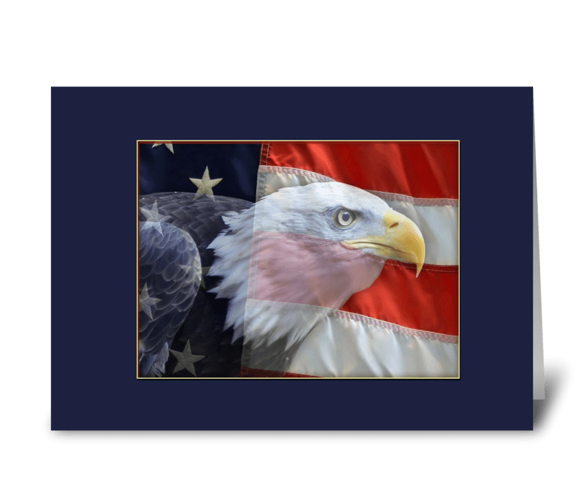 American Bald Eagle, Flag greeting card