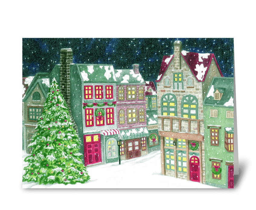 Christmas Village greeting card