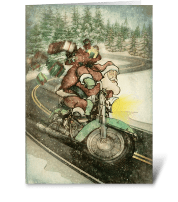 Biker Santa greeting card
