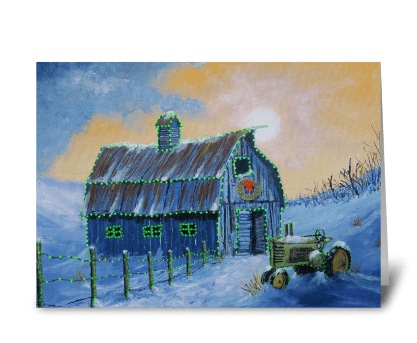 A John Deere Green Christmas greeting card