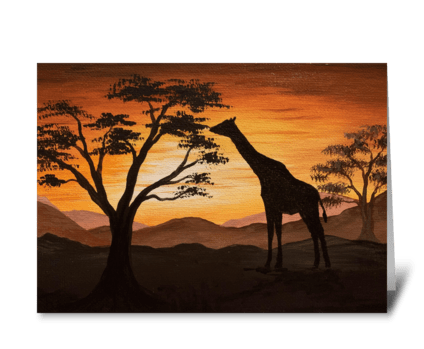 African sunset greeting card