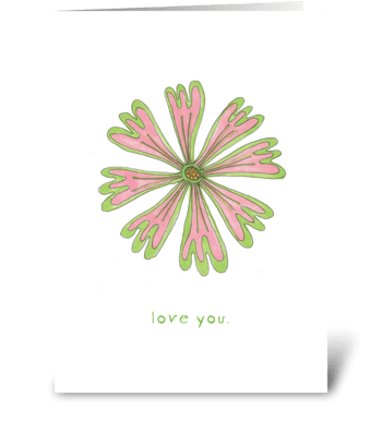 pink flower - love you greeting card