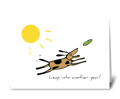 Leap Dog Birthday greeting card