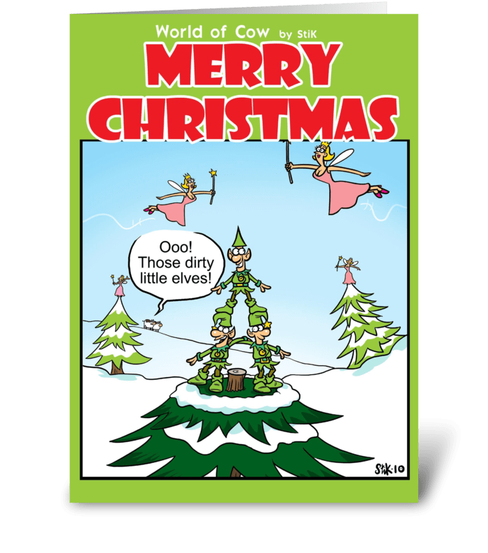 Dirty Little Elves Christmas Card greeting card