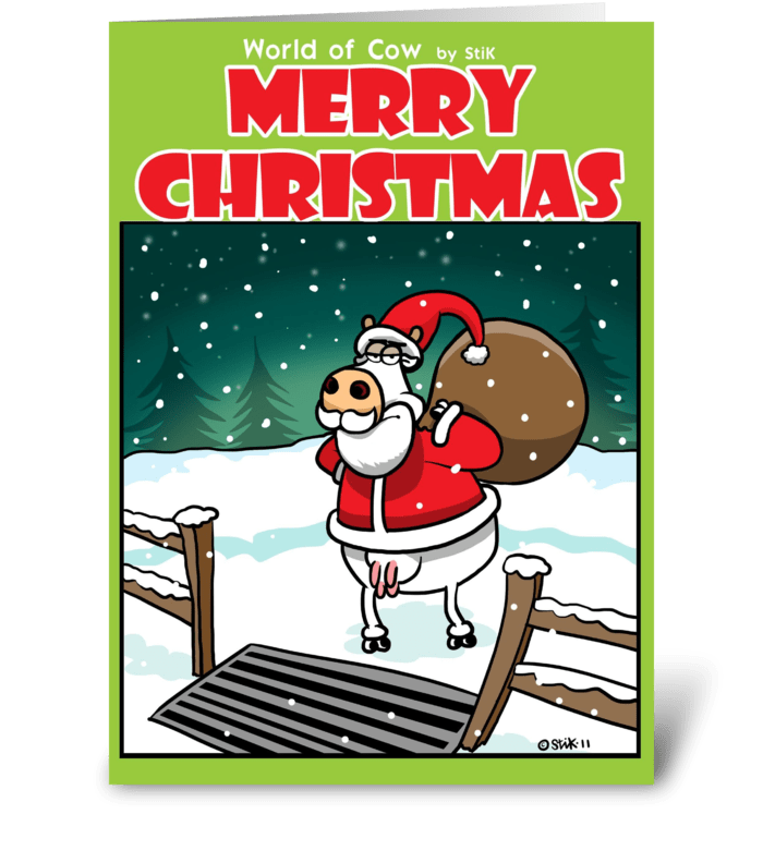 Cow Santa greeting card