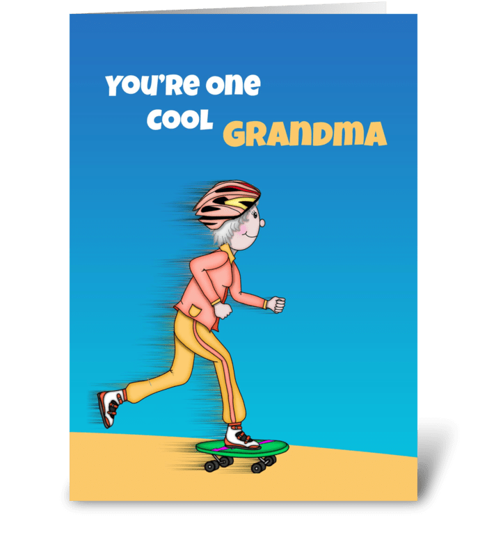 Grandma Skateboarding greeting card