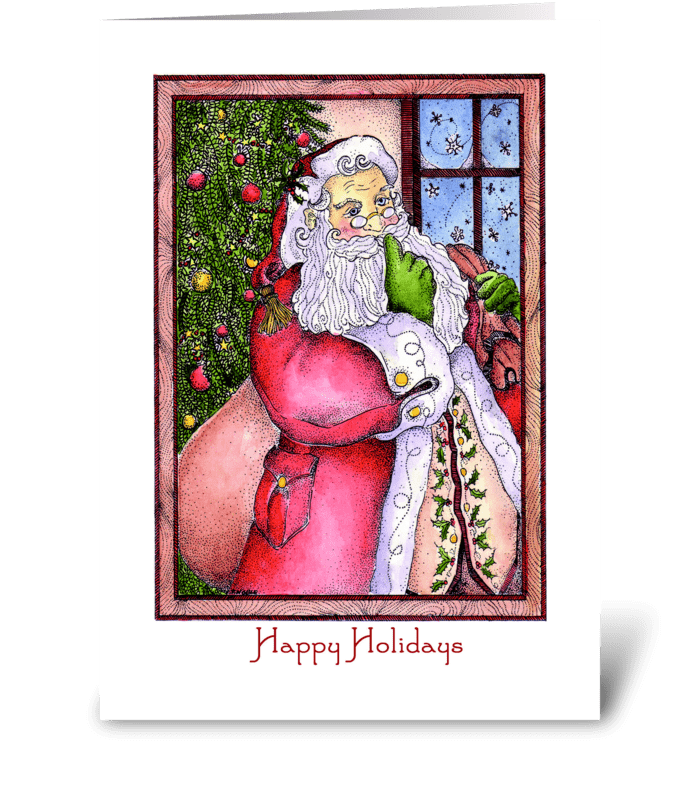 Festive Santa Claus greeting card