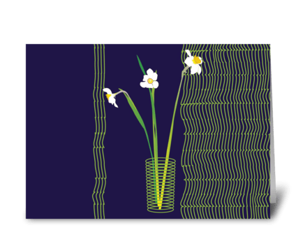 Floral_narcissus-vase greeting card