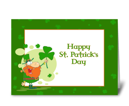 St. Patrick's Day Leprechaun w/Shamrock greeting card