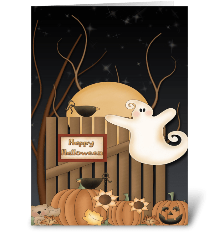 Halloween Ghost Scene greeting card
