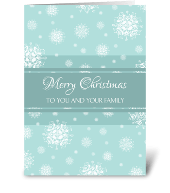 Merry Christmas Turquoise Snowflakes greeting card