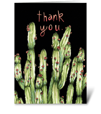 Gratitude Cactus (Black) greeting card