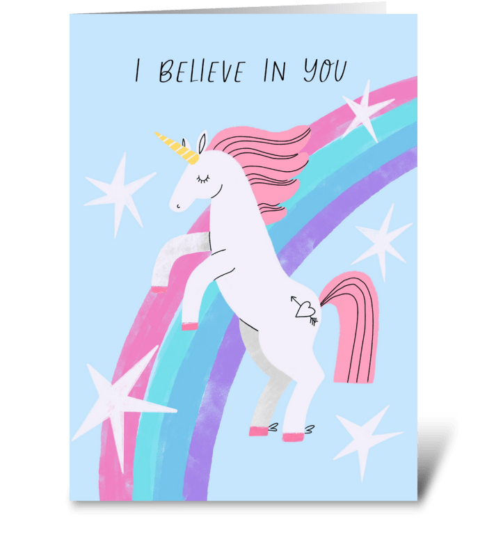 Inspirational card with unicorn. greeting card