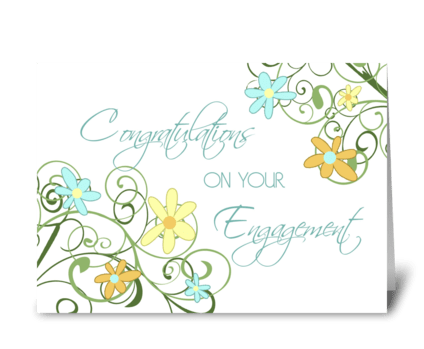 Engagement Congratulations Floral Swirls greeting card