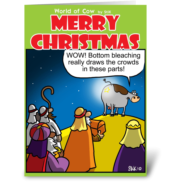 Bottom Bleaching Christmas greeting card
