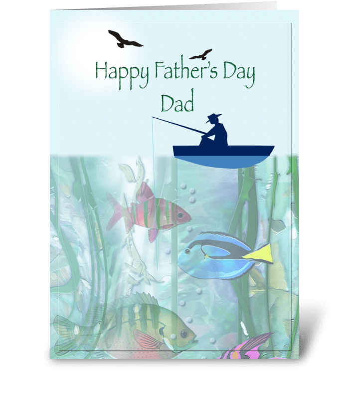 Dad fishing, Father's Day greeting card