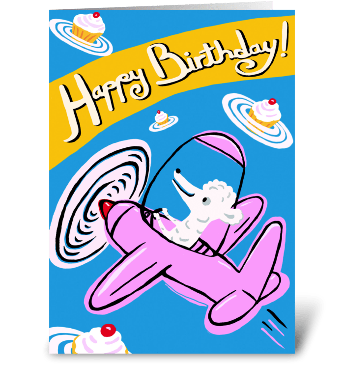 Pink Airplane Birthday greeting card