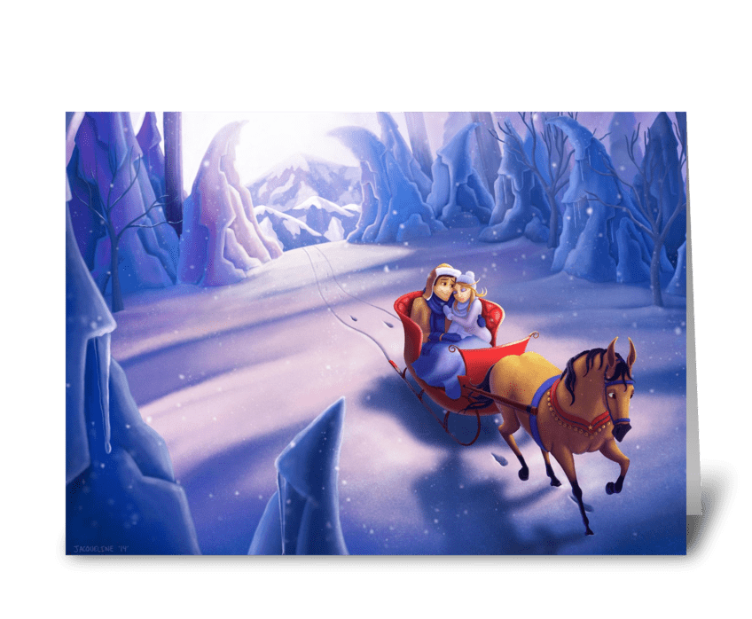 Winter Sleigh Ride greeting card