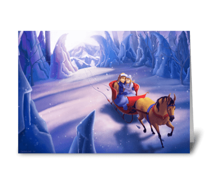Winter Sleigh Ride greeting card