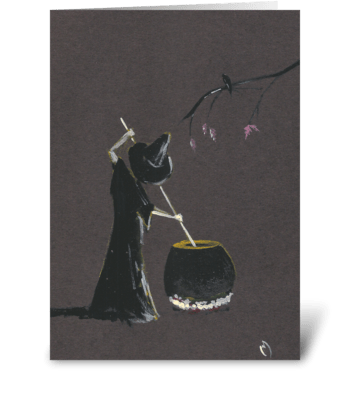 Witch and her Pot greeting card