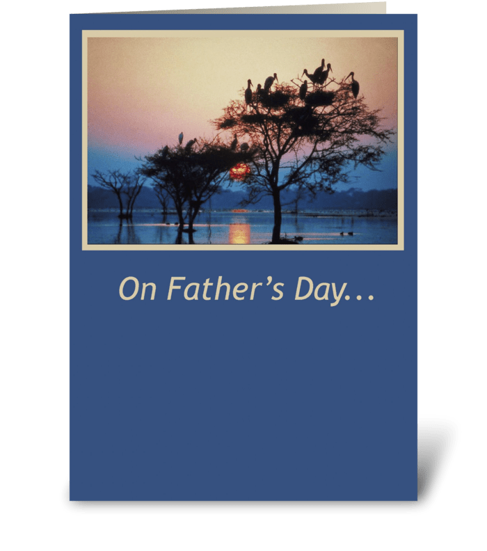 Father's Day Trees, Sunset on Water greeting card