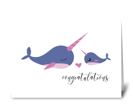 New Baby, Narwhal greeting card
