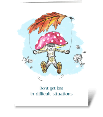Mushroom with parachute greeting card