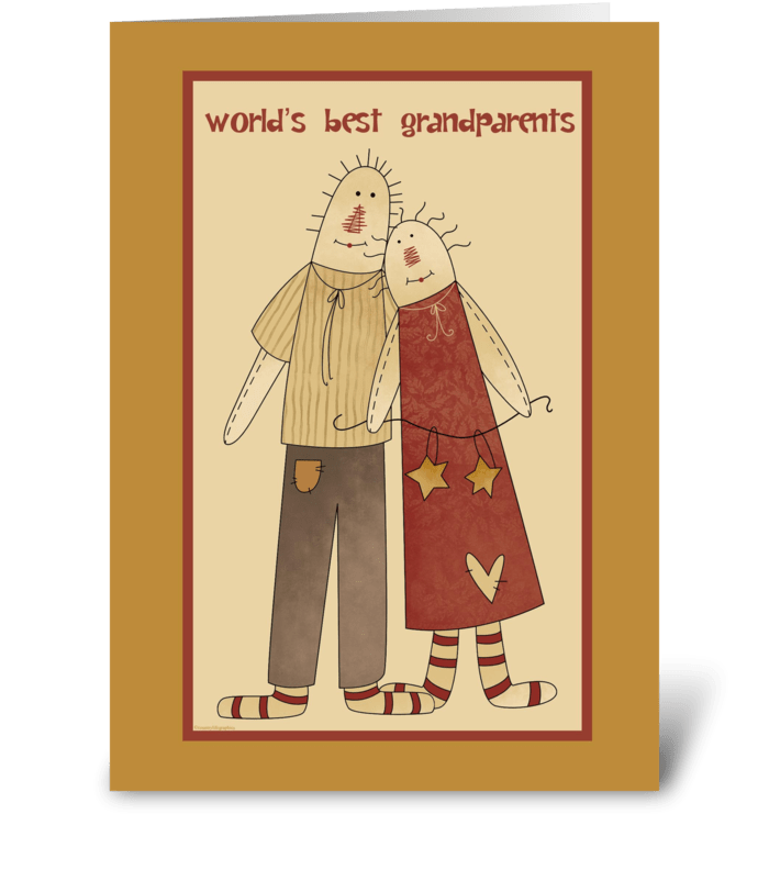 Primitive Folk Art Grandparents Day greeting card