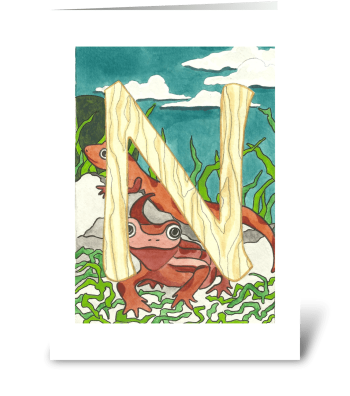 N for Newt greeting card