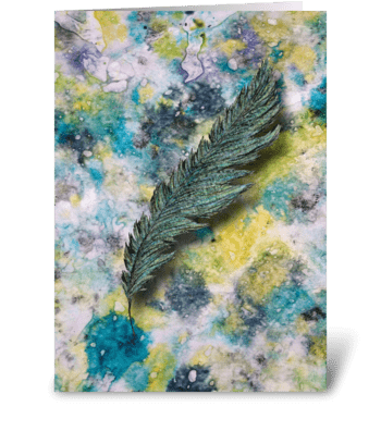 Aqua Feather greeting card