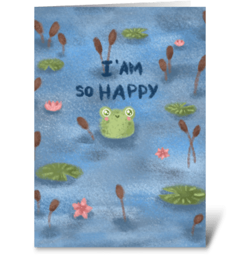 Happy frog greeting card