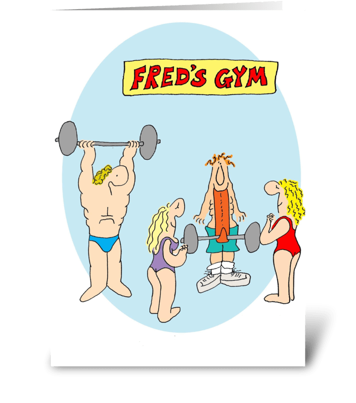Fred's Gym greeting card