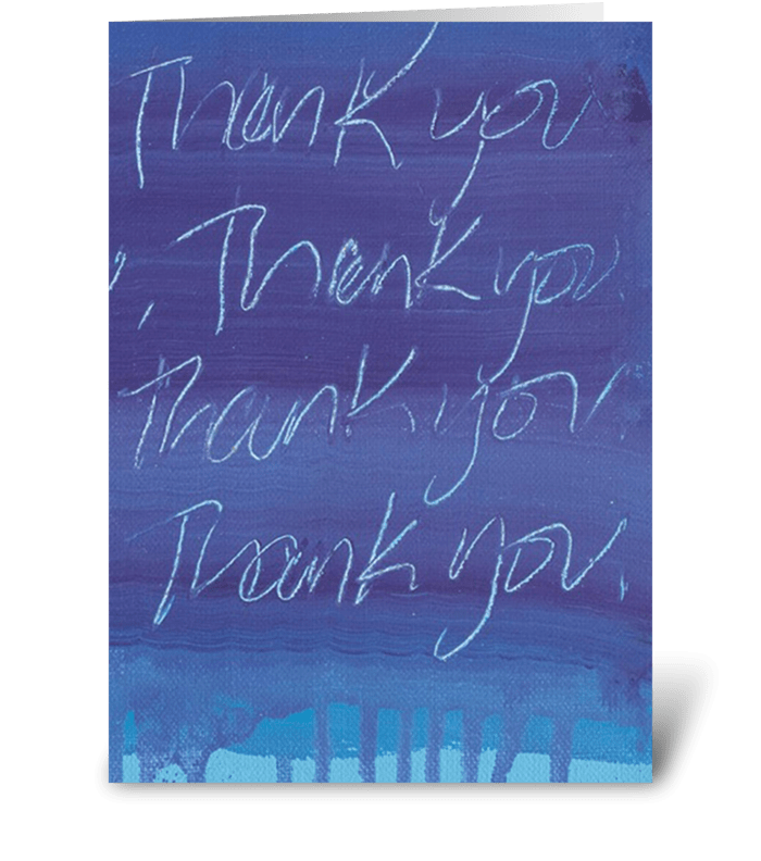 Thank You Painting - Purple on Blue greeting card