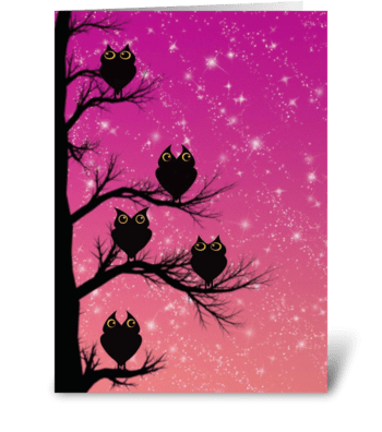 Twilight Owls  greeting card